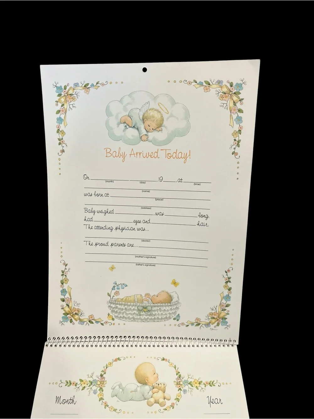 Baby's First Year Calendar Ruth J Morehead Vintage 1989 Warm & Whimsical 8386-7